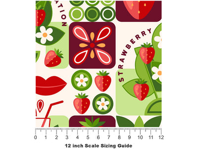 Strawberry Jam Mosaic Vinyl Film Pattern Size 12 inch Scale~Rwraps Strawberry Jam Mosaic Sizing Chart~2