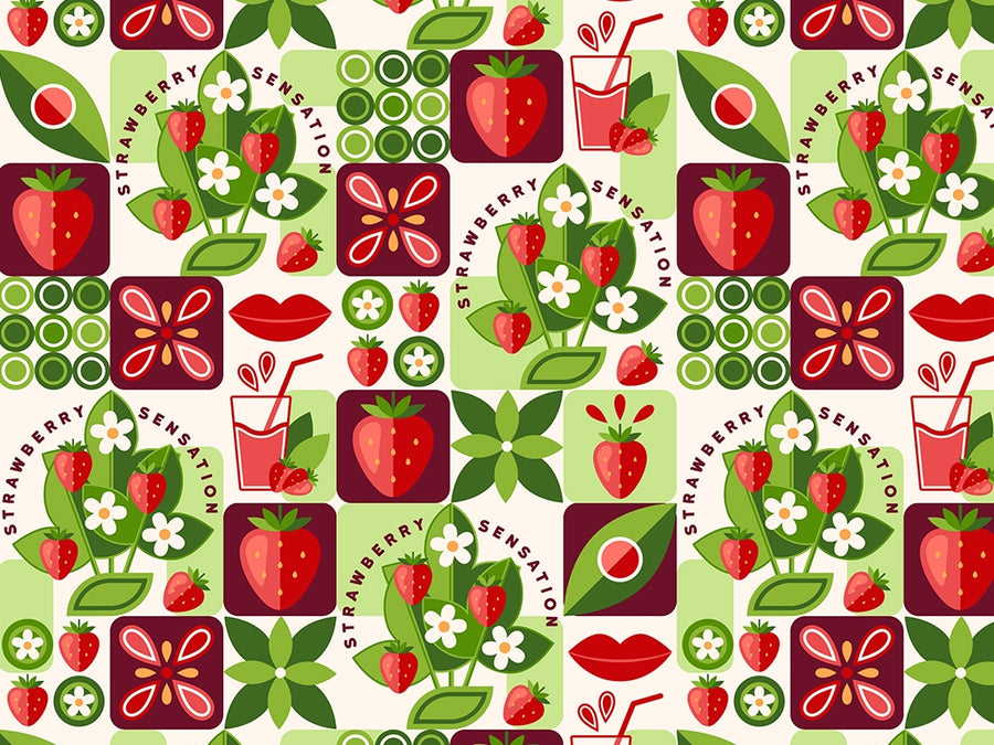 Strawberry Jam Mosaic Vinyl Wrap Pattern~Rwraps Series 914 Digitally Printed Vinyl Wrap~0