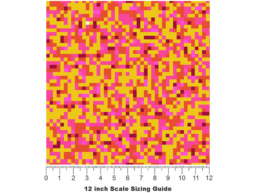 Strawberry Lemonade Pixel Vinyl Film Pattern Size 12 inch Scale~Rwraps Strawberry Lemonade Pixel Sizing Chart~2