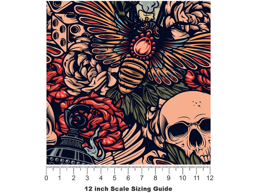 Strong Detailing Tattoo Vinyl Film Pattern Size 12 inch Scale~Rwraps Strong Detailing Tattoo Sizing Chart~2