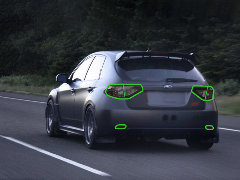 impreza (hatchback) Tail Light Tint Installation Points