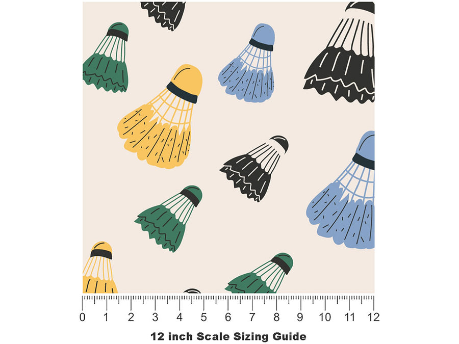 Subtle Shuttlecocks Sport Vinyl Film Pattern Size 12 inch Scale~Rwraps Subtle Shuttlecocks Sport Sizing Chart~2