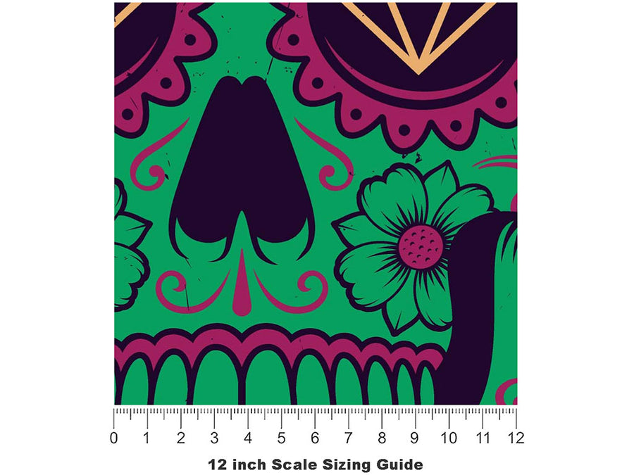 Sugar Skull Halloween Vinyl Film Pattern Size 12 inch Scale~Rwraps Sugar Skull Halloween Sizing Chart~2
