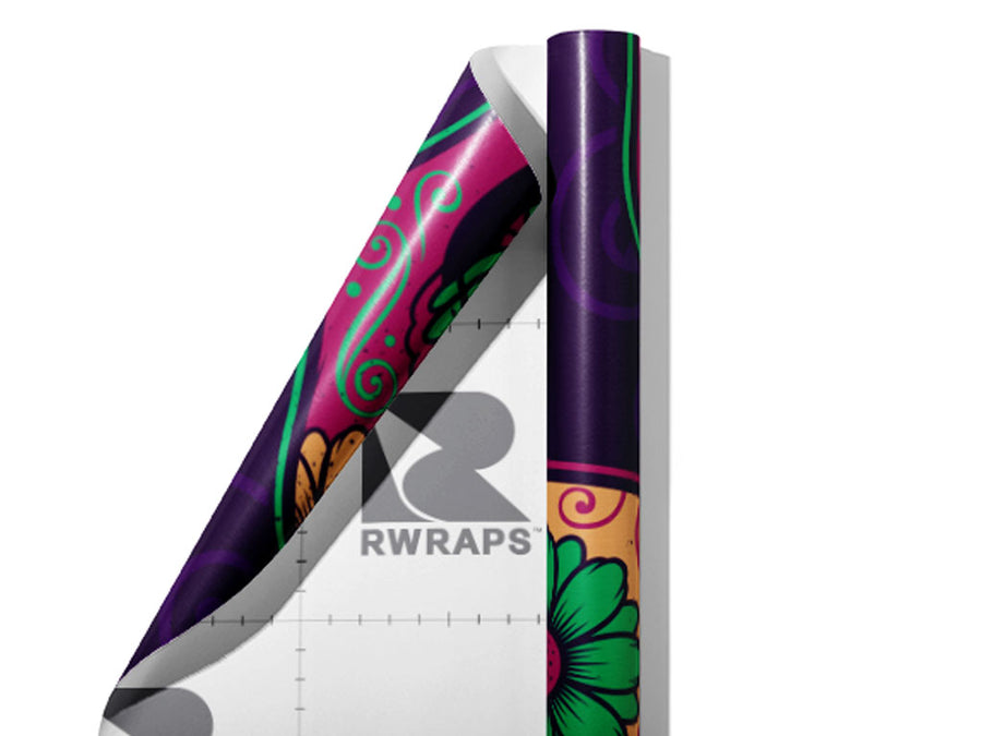 Sugar Skull Halloween Wrap Film Sheets~Rwraps Series 914 Sugar Skull Halloween Scrolled Sheet~3