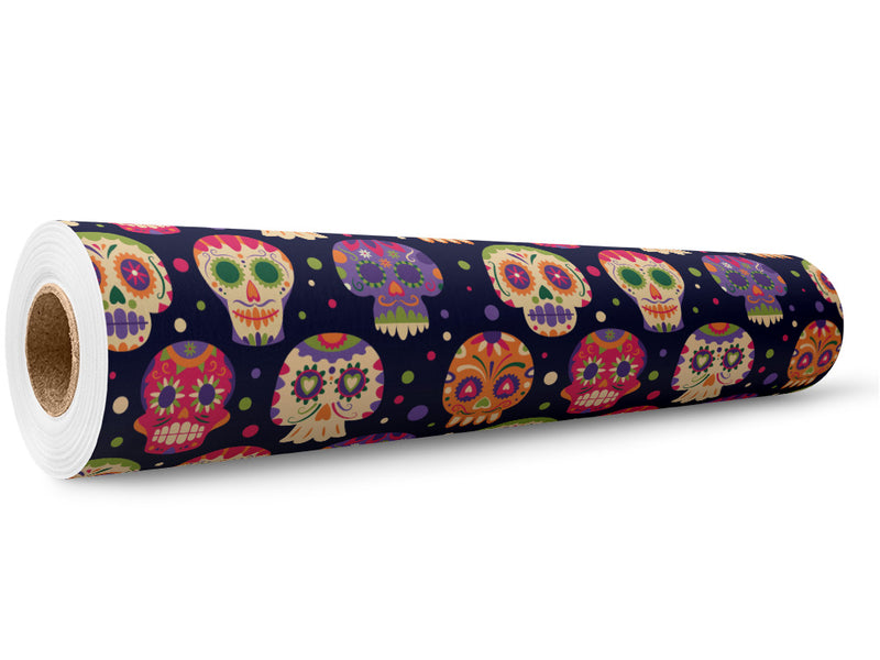 Sugar Skulls Day of the Dead Wrap Film Wholesale Roll~Rwraps Series 914 Digitally Printed Vinyl Roll~5