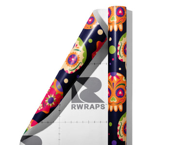 Sugar Skulls Day of the Dead Wrap Film Sheets~Rwraps Series 914 Sugar Skulls Day of the Dead Scrolled Sheet~3