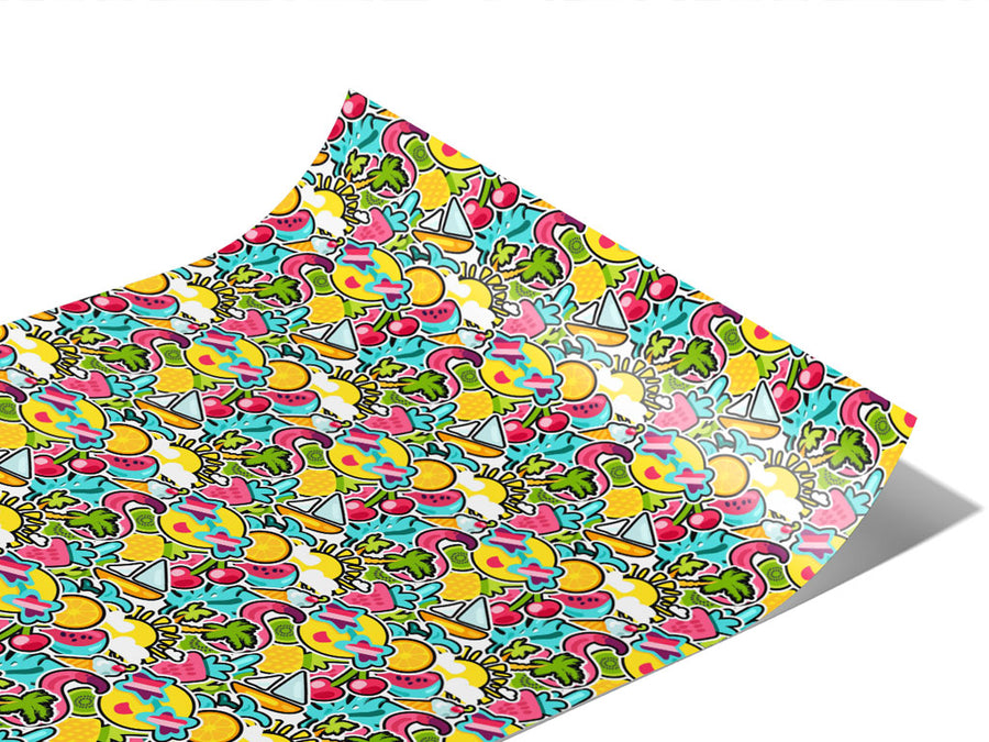 Summer Break Sticker Bomb Vinyl Wraps~Rwraps Series 914 Digitally Printed Vinyl Wrap~1