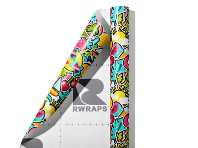 Summer Break Sticker Bomb Wrap Film Sheets~Rwraps Series 914 Summer Break Sticker Bomb Scrolled Sheet~4