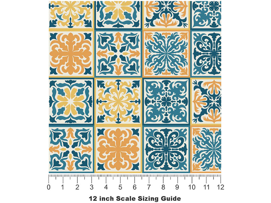 Summer Tile Vinyl Film Pattern Size 12 inch Scale~Rwraps Summer Tile Sizing Chart~3