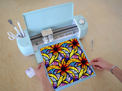 sunflower field stained glass Cricut Compatible Vinyl