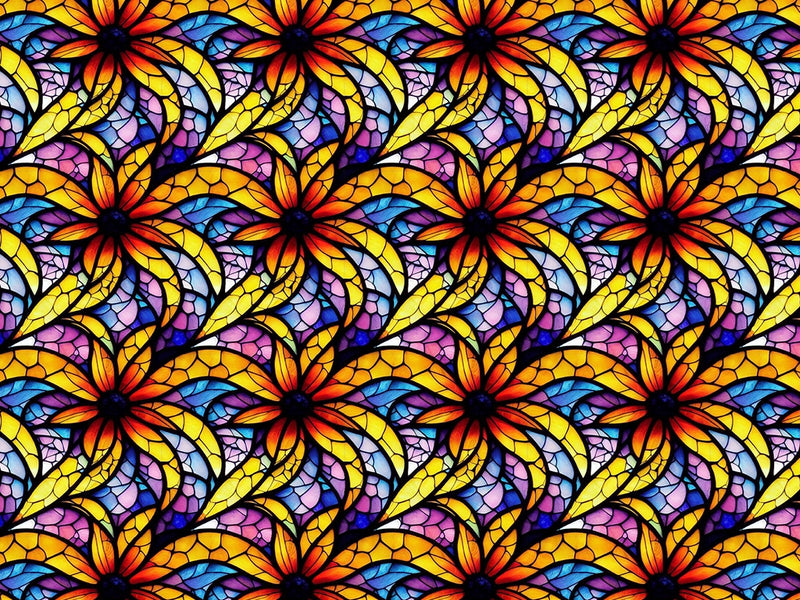 Sunflower Field Stained Glass Vinyl Wrap Pattern~Rwraps Series 914 Digitally Printed Vinyl Wrap~0