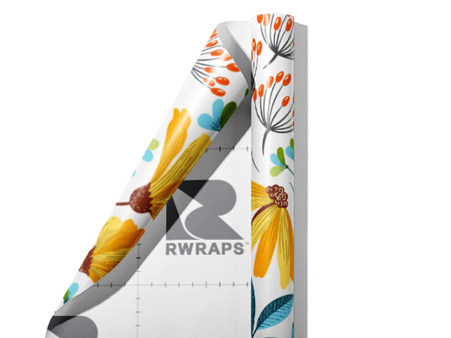 Sunshine Blossoms Floral Wrap Film Sheets~Rwraps Series 914 Sunshine Blossoms Floral Scrolled Sheet~3