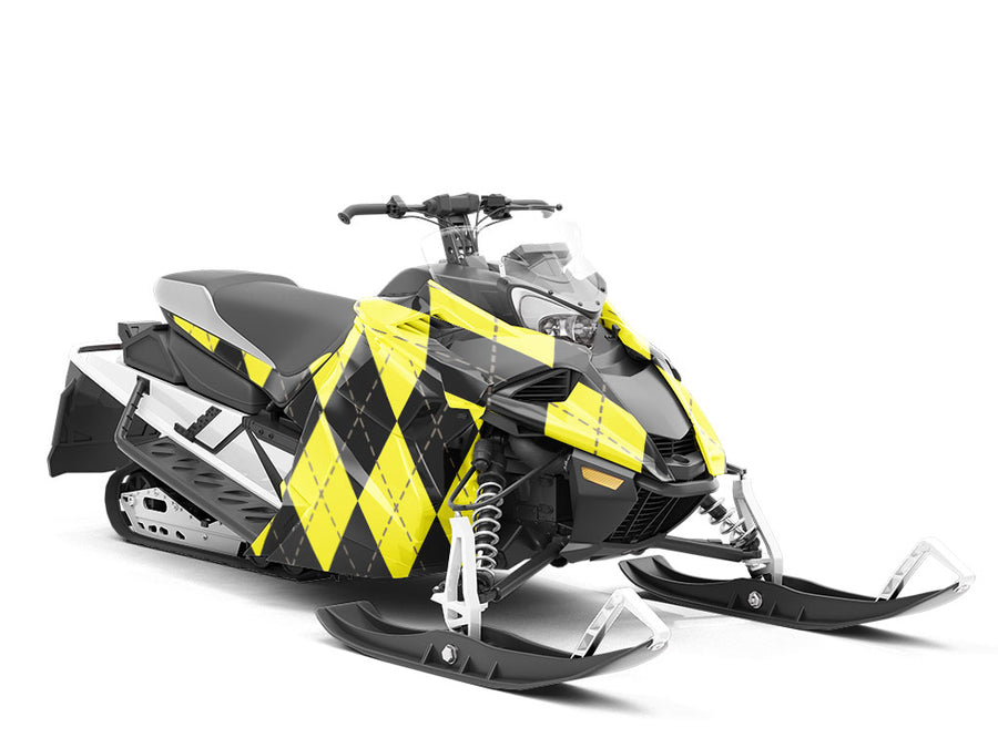 Sunshine Contrast Argyle Custom Wrapped Snowmobile