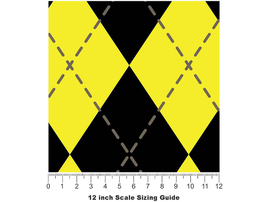 Sunshine Contrast Argyle Vinyl Film Pattern Size 12 inch Scale~Rwraps Sunshine Contrast Argyle Sizing Chart~2
