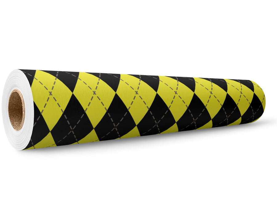 Sunshine Contrast Argyle Wrap Film Wholesale Roll~Rwraps Series 914 Digitally Printed Vinyl Roll~5