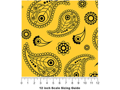 Sunshine Mellow Paisley Vinyl Film Pattern Size 12 inch Scale~Rwraps Sunshine Mellow Paisley Sizing Chart~2
