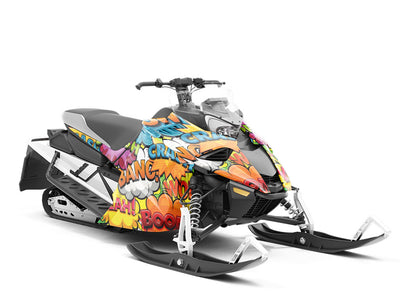 Superhero Comic Sticker Bomb Custom Wrapped Snowmobile