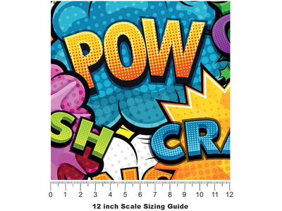 Superhero Comic Sticker Bomb Vinyl Film Pattern Size 12 inch Scale~Rwraps Superhero Comic Sticker Bomb Sizing Chart~3