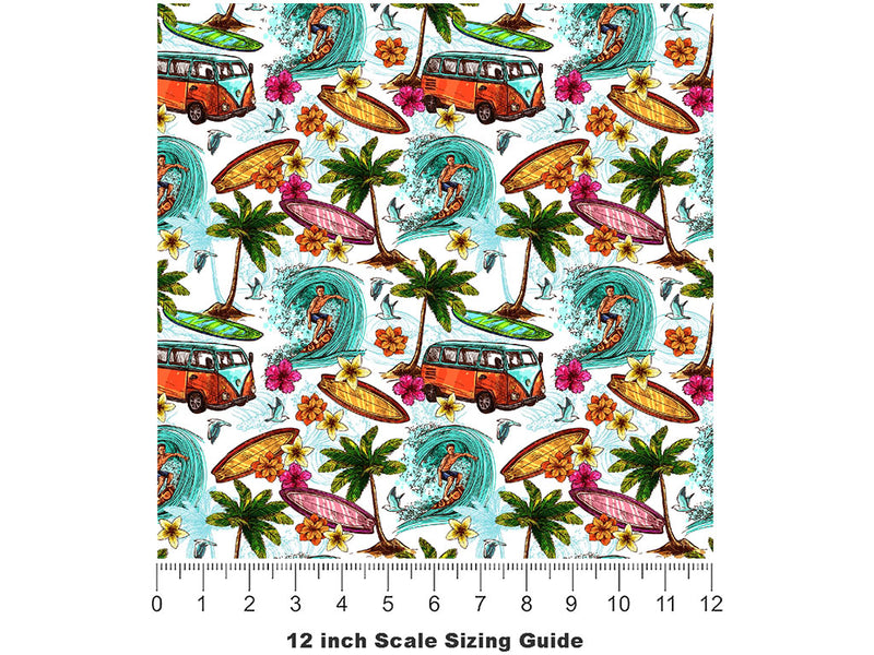 Surfs Up Summertime Vinyl Film Pattern Size 12 inch Scale~Rwraps Surfs Up Summertime Sizing Chart~2