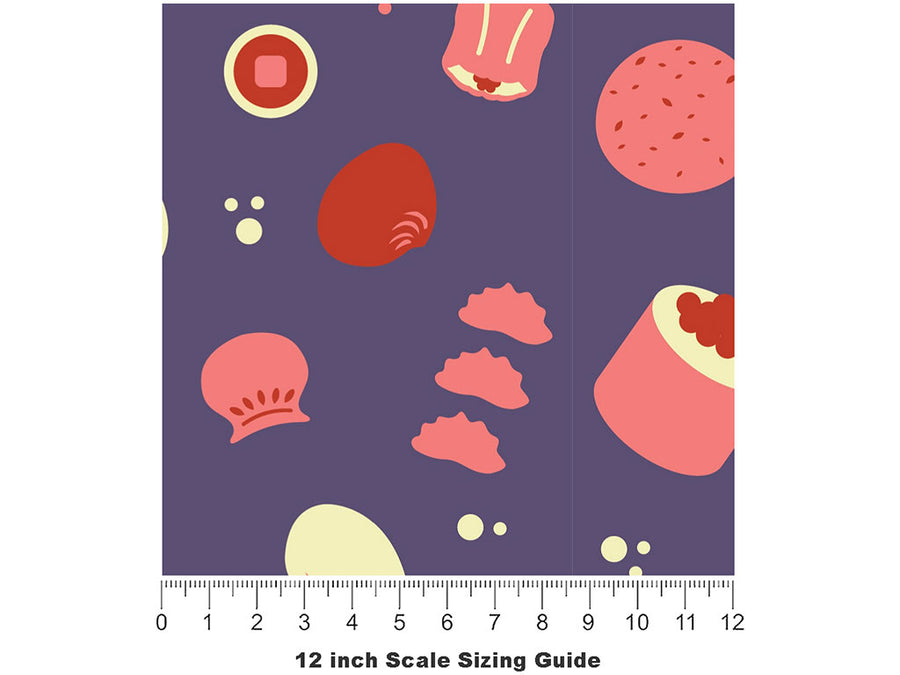 Sushi Dreams Food Vinyl Film Pattern Size 12 inch Scale~Rwraps Sushi Dreams Food Sizing Chart~2