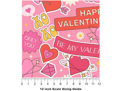 Sweet Valentine Sticker Bomb Vinyl Film Pattern Size 12 inch Scale~Rwraps Sweet Valentine Sticker Bomb Sizing Chart~3