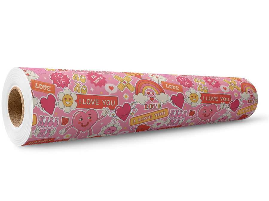 Sweet Valentine Sticker Bomb Wrap Film Wholesale Roll~Rwraps Series 914 Digitally Printed Vinyl Roll~5