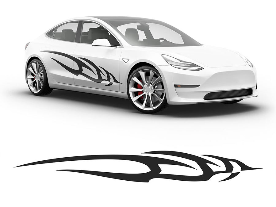 3M Matte Black Swoosh Body Graphic~Full Side Auto Decal Kit~0