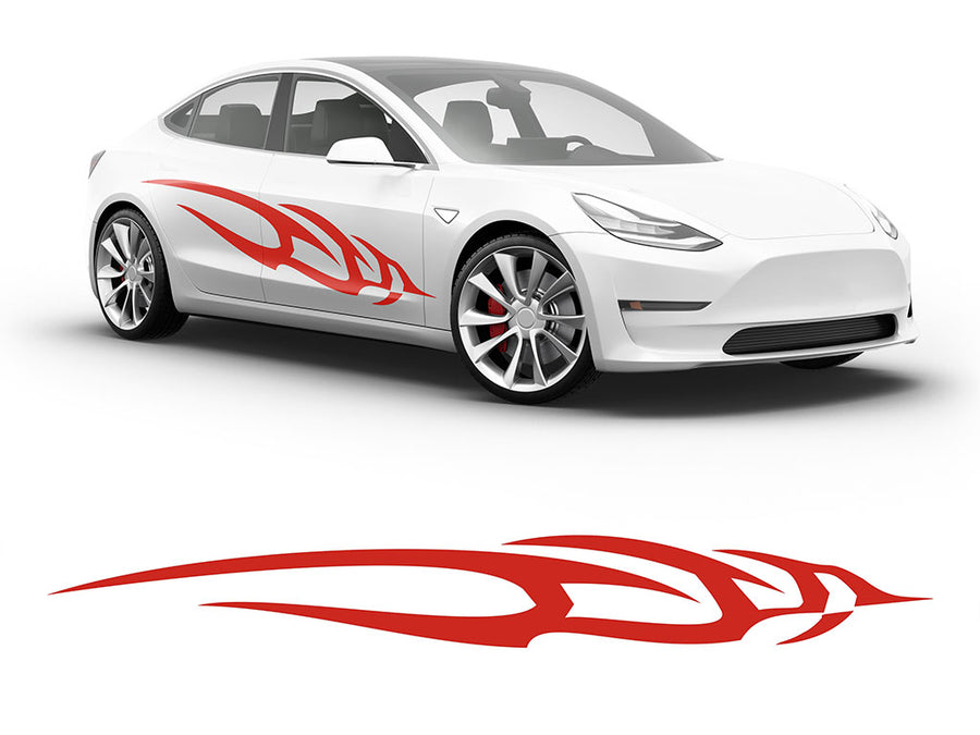 3M Light Red Swoosh Body Graphic~Full Side Auto Decal Kit~0
