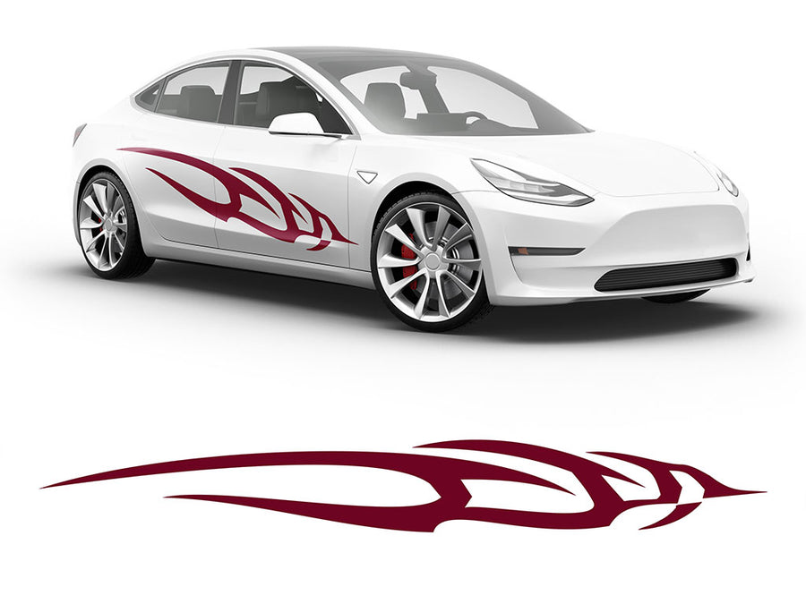 3M Burgundy Swoosh Body Graphic~Full Side Auto Decal Kit~0
