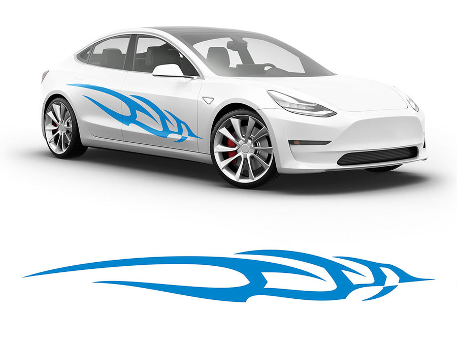 3M Light Blue Swoosh Body Graphic~Full Side Auto Decal Kit~0