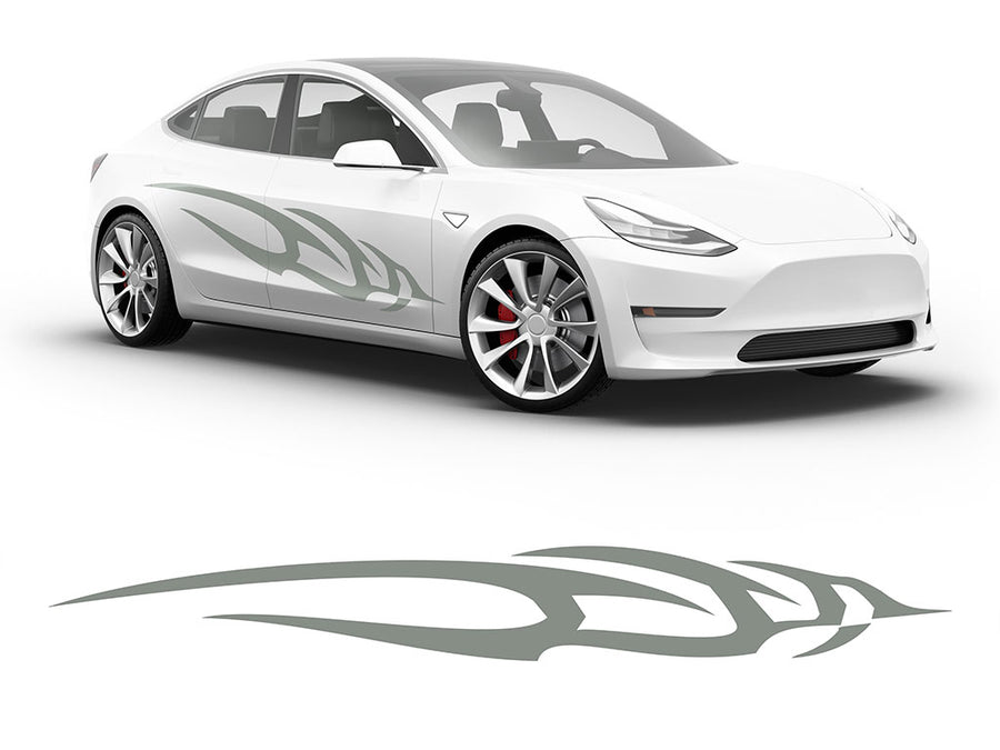3M Light Gray Swoosh Body Graphic~Full Side Auto Decal Kit~0