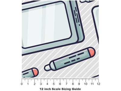 Tablet Time  Technology Vinyl Film Pattern Size 12 inch Scale~Rwraps Tablet Time  Technology Sizing Chart~3