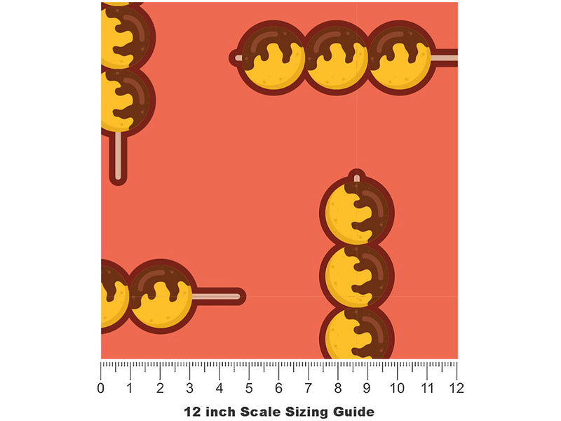 Takoyaki Time Food Vinyl Film Pattern Size 12 inch Scale~Rwraps Takoyaki Time Food Sizing Chart~2
