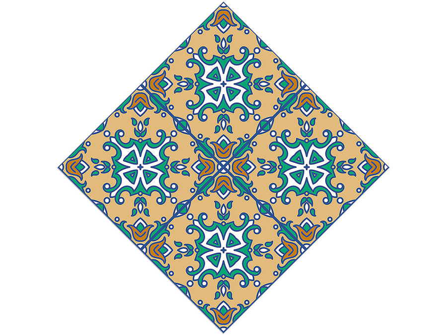 Tan Compass Tile Vinyl Wrap Pattern