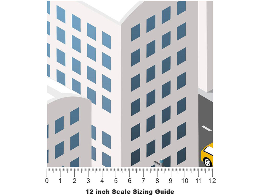 Taxi Please Cityscape Vinyl Film Pattern Size 12 inch Scale~Rwraps Taxi Please Cityscape Sizing Chart~3