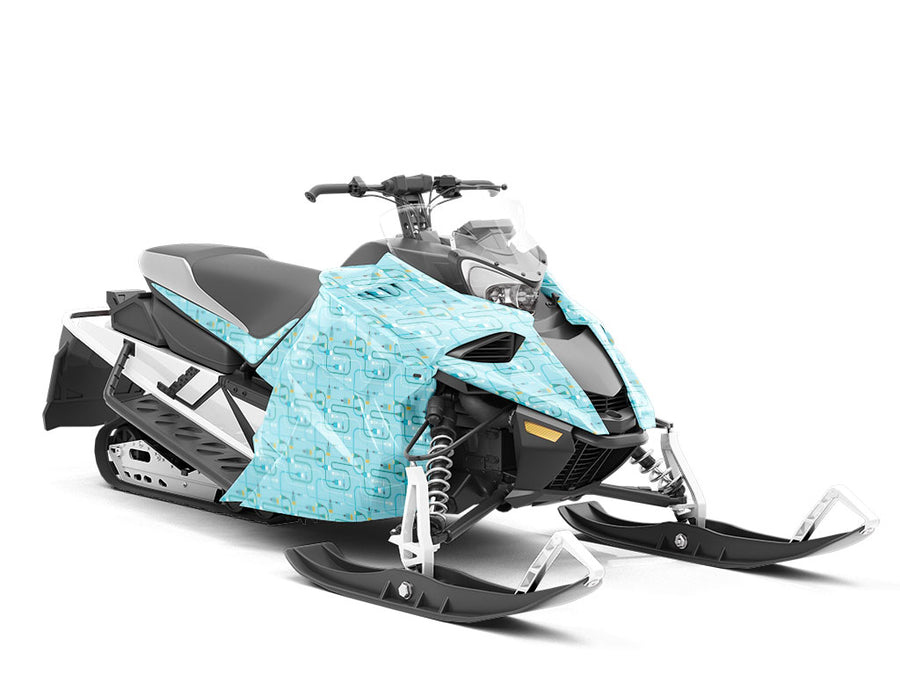 Teal Cords Technology Custom Wrapped Snowmobile