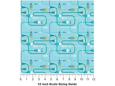 Teal Cords Technology Vinyl Film Pattern Size 12 inch Scale~Rwraps Teal Cords Technology Sizing Chart~3
