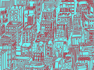 Teal Downtown Cityscape Vinyl Wrap Pattern~Rwraps Series 914 Digitally Printed Vinyl Wrap~0