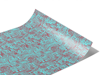 Teal Downtown Cityscape Vinyl Wraps~Rwraps Series 914 Digitally Printed Vinyl Wrap~1