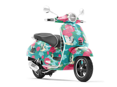 Teal Flight Birds Vespa Scooter Wrap Film
