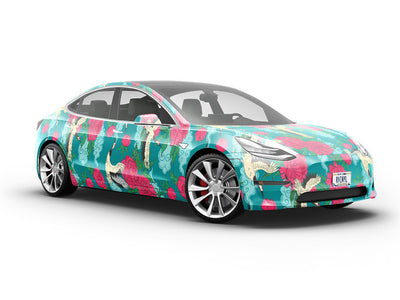 Teal Flight Birds Vehicle Vinyl Wrap