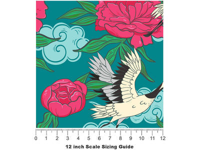 Teal Flight Birds Vinyl Film Pattern Size 12 inch Scale~Rwraps Teal Flight Birds Sizing Chart~2