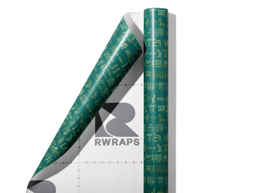 Teal Hieroglyphs Egyptian Wrap Film Sheets~Rwraps Series 914 Teal Hieroglyphs Egyptian Scrolled Sheet~3