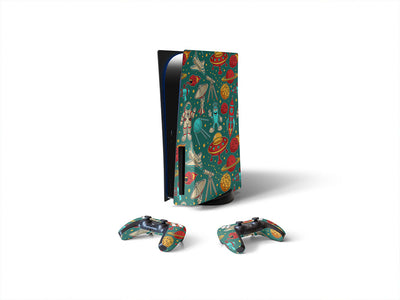 teal travelers science fiction Sony PS5 DIY Skin