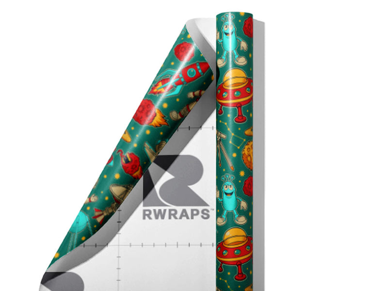 Teal Travelers Science Fiction Wrap Film Sheets~Rwraps Series 914 Teal Travelers Science Fiction Scrolled Sheet~3