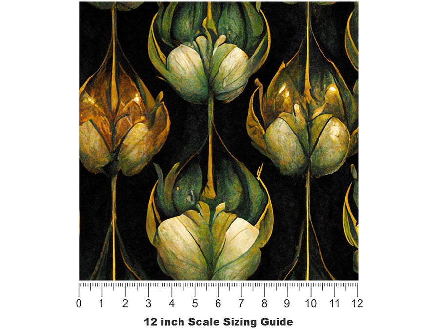 Teardrops Blooming Floral Vinyl Film Pattern Size 12 inch Scale~Rwraps Teardrops Blooming Floral Sizing Chart~2