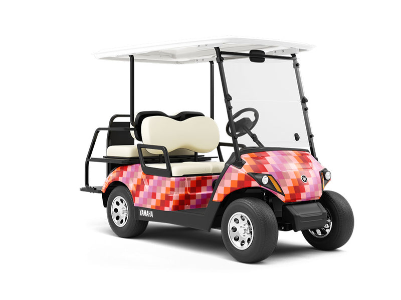 Telemagenta Stripes Mosaic Wrapped Golf Cart