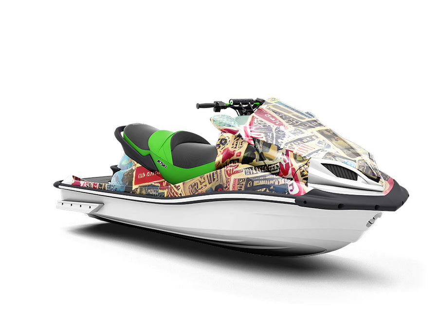 Telephone Pole Sticker Bomb Jet Ski Vinyl Customized Wrap