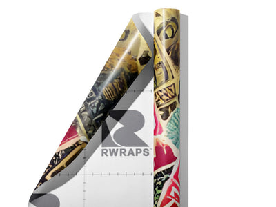 Telephone Pole Sticker Bomb Wrap Film Sheets~Rwraps Series 914 Telephone Pole Sticker Bomb Scrolled Sheet~4