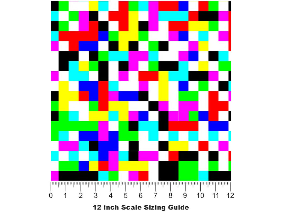 Television Static Pixel Vinyl Film Pattern Size 12 inch Scale~Rwraps Television Static Pixel Sizing Chart~2